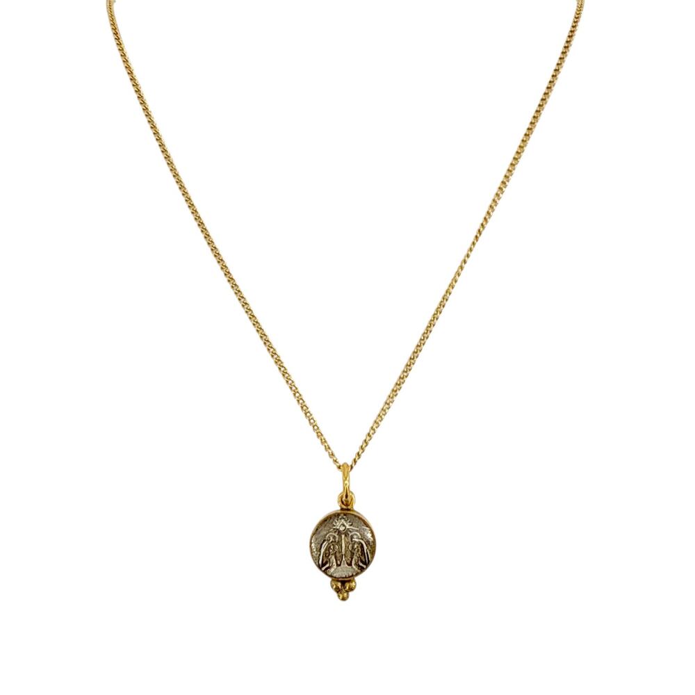 VIRGINS SAINTS & ANGELS VSA Piccolo Lucia Guardian Angels Charm Necklace in Gold
